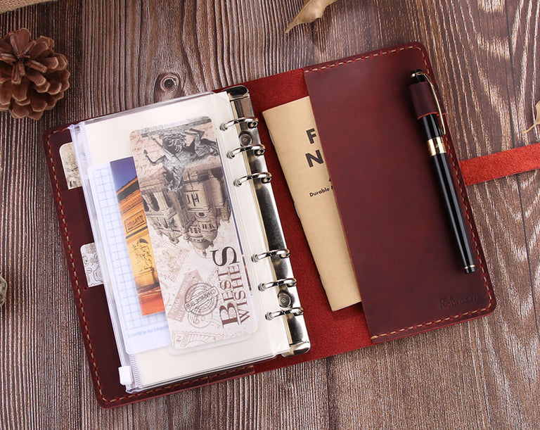 Handmade A6 Ring Binder Leather Journal Notebook | Robrasim