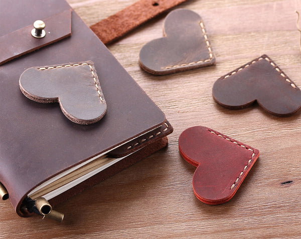 leather heart bookmark