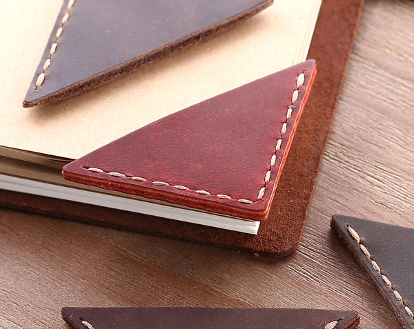 handmade mini triangle leather bookmarks