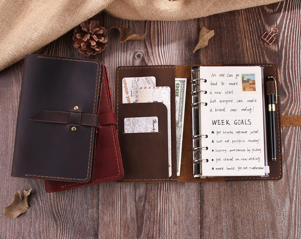 A6 Ring Binder Leather Journal Notebook 