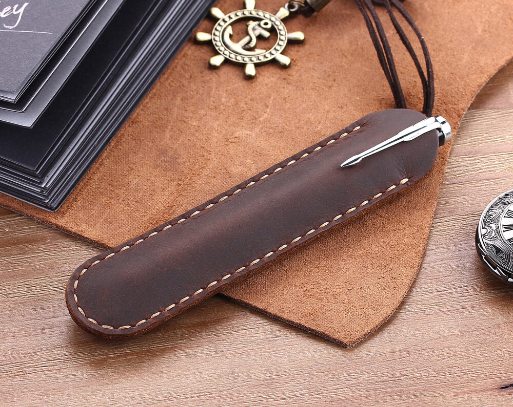 Handmade Genuine Cowhide Leather Fountain Pen Case