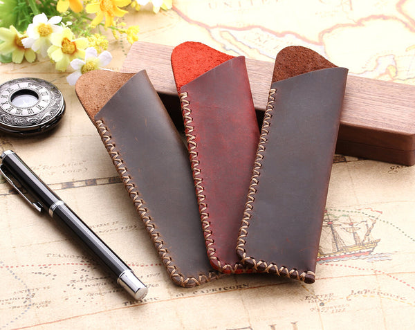 Handmade leather pen organizer