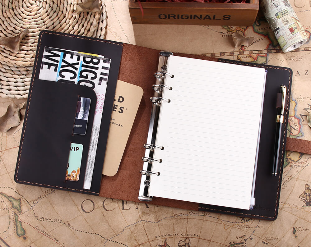 A5 Ring Binder Leather Travel Journal Writing Notebook - Robrasim ...