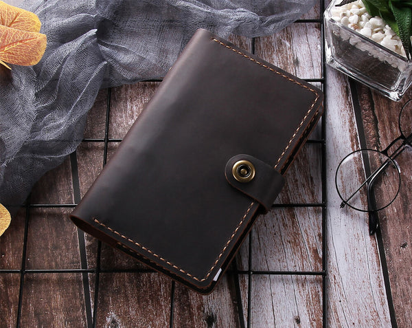 handmade a6 ring binder leather travel journal notebook