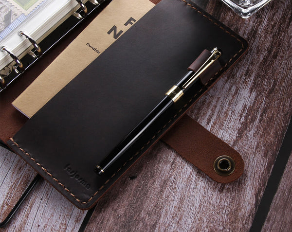 handmade a6 ring binder leather travel journal notebook