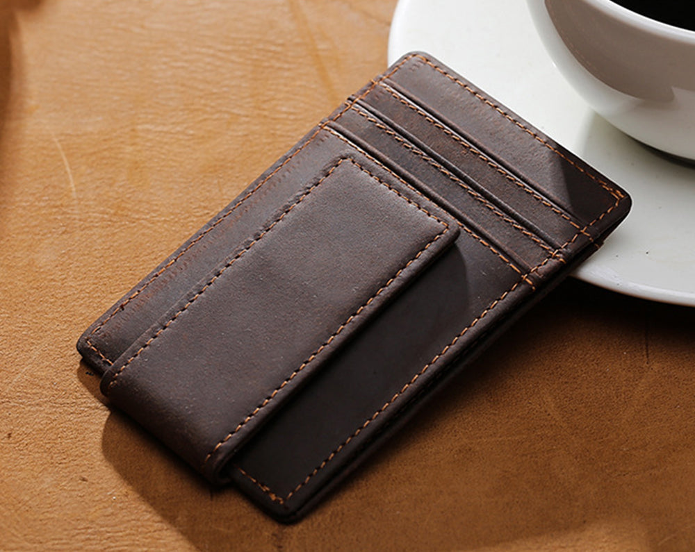 Men's Slim Leather Wallet + Money Clip