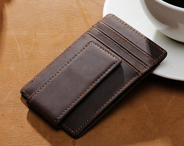 Robrasim Mens Leather Money Clips Wallet, Super Strong Magnetic Clip, Slim Front Pocket Wallet