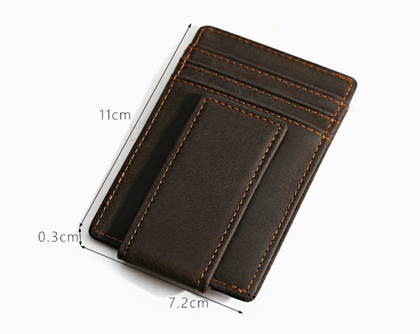 Robrasim Mens Leather Money Clips Wallet, Super Strong Magnetic Clip, Slim Front Pocket Wallet