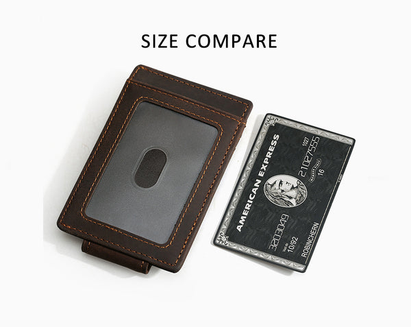 Robrasim Mens Leather Money Clips Wallet, Super Strong Magnetic Clip, Slim Front Pocket Wallet