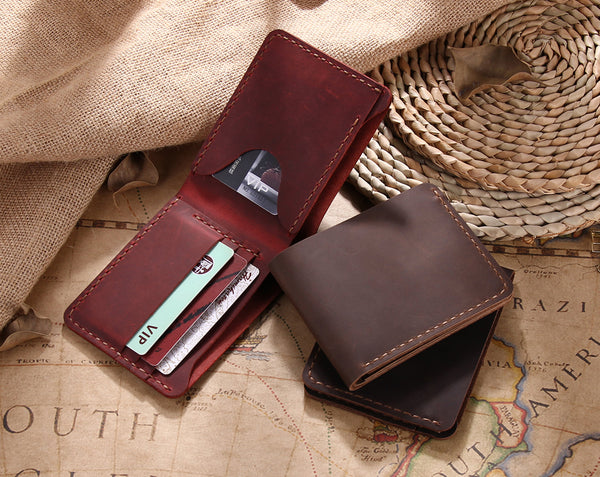 Robrasim Handmade Bifold Leather Wallet for Men Women