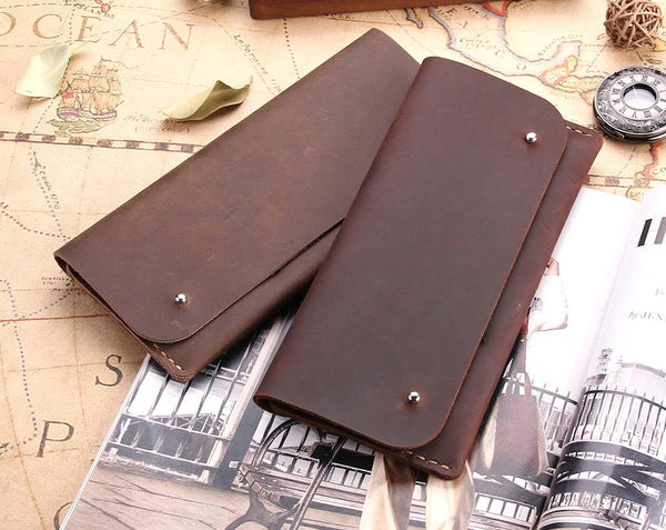 leather long clutch wallet