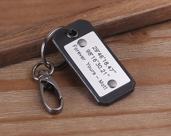 personalized leather coordinate keychain