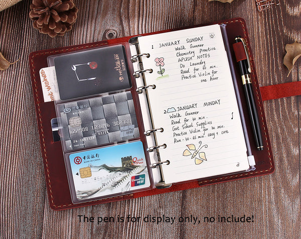 A6 Ring Binder Leather Journal Notebook 